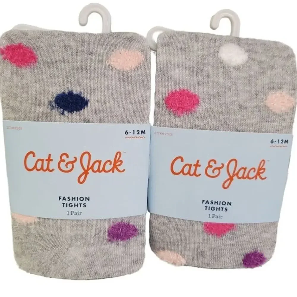 Baby Girls Polka Dot Tights 2 pack 6 to 12 Months Cat and Jack Polka Dots